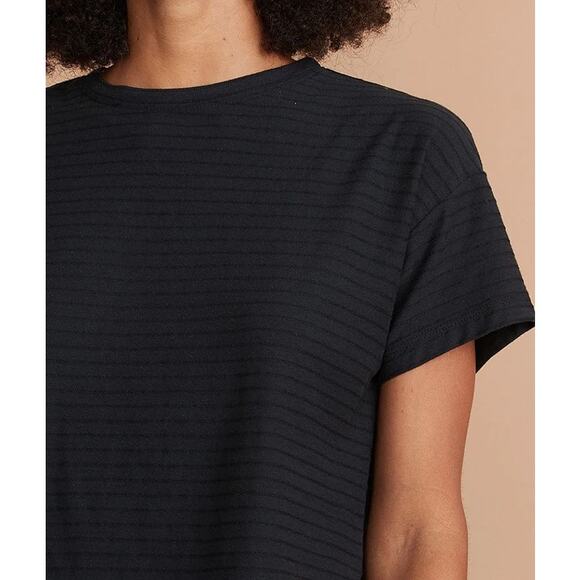 Marine Layer Lydia Textured Stripe Top Navy/Black Size Womens Large Cropped - Picture 6 of 6